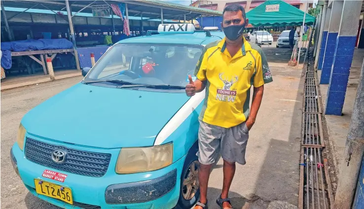  ?? Photo: Sampras Anand ?? Taxi operator, Sachin Lal, is hopeful that 2022 brings a positive turnaround in economic activity for Labasa and their taxi union.