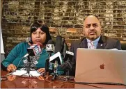  ?? ADVANCE OHIO MEDIA ?? Samaria Rice and her attorney, Subodh Chandra, called on Cleveland mayoral candidate Zack Reed to reject support from the city’s police union.