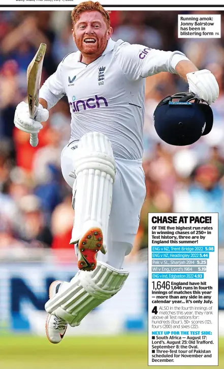  ?? PA ?? Running amok: Jonny Bairstow has been in blistering form