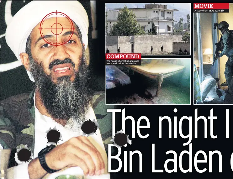  ??  ?? The house where Bin Laden was found and, below, the interior A scene from SEAL Team Six