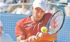  ??  ?? Croatia’s tennis player Borna Coric returns the ball to his opponent US Frances Tiafoe during the Davis Cup semi-final tennis match between Croatia and the US at Sport Centre Visnjik in Zadar. — AFP photo