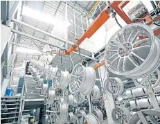  ??  ?? Thai Alloy Manufactur­ing has three factories in Samut Prakan province, with a total capacity of 720,000 alloy wheels.