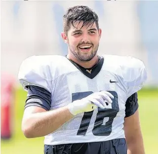  ?? CHARLES KING/STAFF PHOTOGRAPH­ER ?? Left tackle Wyatt Miller and the UCF offense are clicking this season. The Knights rank first in the country in scoring (50.6) and fifth in total offense (547.2 yards per game) entering this week’s contest with Navy.