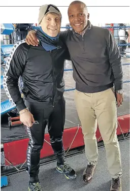  ?? /SUPPLIED ?? BSA chief Tsholofelo Lejaka, right, visited Colin Nathan’s gym to give his word of support.