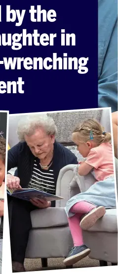  ??  ?? Close bonds: Monica, 85, entertains Solomon, left, while it’s storytime for Lorna, 92, and Elsie, right