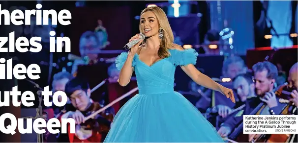  ?? STEVE PARSONS ?? Katherine Jenkins performs during the A Gallop Through History Platinum Jubilee celebratio­n.
