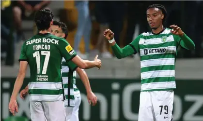  ?? ?? Youssef Chermiti (right) is due to sign for Everton from Sporting for an initial £12m plus £3m in add-ons. Photograph: Manuel Fernando Araujo/EPA