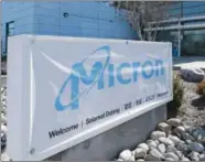  ?? ?? A sign marks the entrance of the Micron Technology automotive chip manufactur­ing plant in Manassas