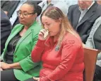  ?? ?? Lori Alhadeff cries Tuesday during closing arguments. Alhadeff's daughter, Alyssa, was killed in the school shooting.