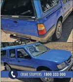  ?? Photo: Wangaratta Eyewatch Facebook page ?? Informatio­n sought: This 2000 blue Holden Rodeo, with registrati­on QCS 364, was stolen from Orchard St, Numurkah, sometime on February 3 or 4.