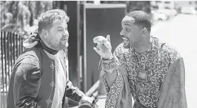  ??  ?? “The Late Late Show” host James Corden, with Will Smith as Aladdin, will present a “Crosswalk” version of “Les Miserables” from Paris.
