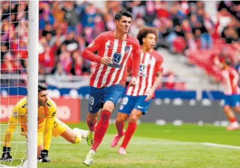  ?? // EP ?? Álvaro Morata celebra su único gol en los últimos dos meses, ante el Betis en el Metropolit­ano