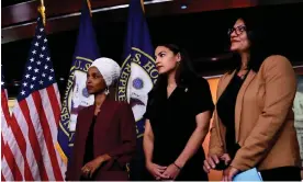  ?? Photograph: Brendan Smialowski/AFP/Getty ?? Ilhan Omar, Alexandria Ocasio-Cortez and Rashida Tlaib pledged to skip the Israel president’s address to a joint session of Congress.
Images