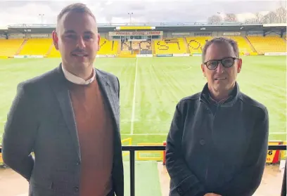  ??  ?? Top team New business developmen­t officer Dave Black (left) with the club’s CEO John Ward (Pic: Rae Irvine/Livingston FC)