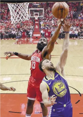  ?? AP FOTO ?? NOT THIS TIME. After falling short in Games 1 and 2, James Harden and the Houston Rockets made sure they didn’t get behind 3-0 by taking Game 3.