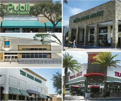  ?? CARLINE JEAN / SOUTH FLORIDA SUN SENTINEL; CITY OF DELRAY BEACH ?? Delray Beach will soon have five supermarke­ts within a mile. A new Aldi will join Publix, Whole Foods Market, Trader Joe’s and The Fresh Market.
