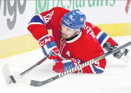  ?? JOHN MAHONEY ?? Tomas Plekanec is one of many Canadiens struggling to score, with no goals in his last 12 games and only seven in the entire season.