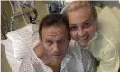  ??  ?? Alexei Navalny and his wife Yulia in a hospital in Berlin in September during his treatment for poisoning. Photograph: AP