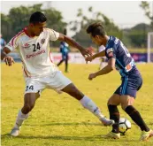  ??  ?? Action from the I- League match between Minerva Punjab FC and East Bengal in Panchkula on Tuesday. East Bengal won 1- 0.