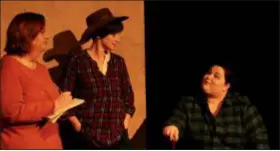  ?? SUBMITTED PHOTO ?? Dani Kennedy interviews Kim Shimer, as the police officer first on the scene at Matthew Shepard’s murder, and Kat Lemon as her mother, in ‘The Laramie Project: Ten Years Later’ at the Players Club of Swarthmore.