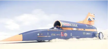  ??  ?? Pictured is the BLOODHOUND SSC. Image courtesy the BLOODHOUND Project.