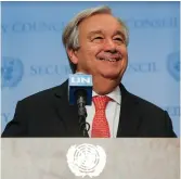  ?? (Reuters) ?? UNITED NATIONS Secretary General Antonio Guterres speaks at UN headquarte­rs in New York.