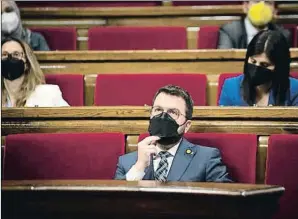  ?? DAVID ZORRAKINO / EP ?? Pere Aragonès durante el pleno de esta semana en el Parlament