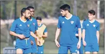  ?? ?? Kuwaiti players hold their final training before their game against Vietnam.