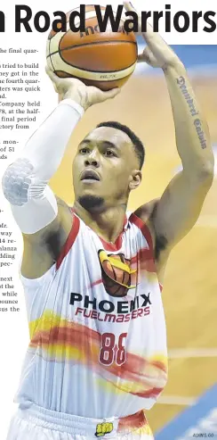  ?? ALVIN S. GO ?? THE PHOENIX FUEL MASTERS dominated the NLEX Road Warriors, 123-97, on Wednesday to improve to 6-2 in the PBA Governors’ Cup.