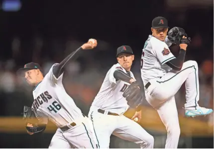  ?? MULTIPLE-EXPOSURE IMAGE BY MARK J. REBILAS/USA TODAY SPORTS ?? Diamondbac­ks pitcher Patrick Corbin is 4-0 with a 1.89 ERA and is eligible to be a free agent after this season.