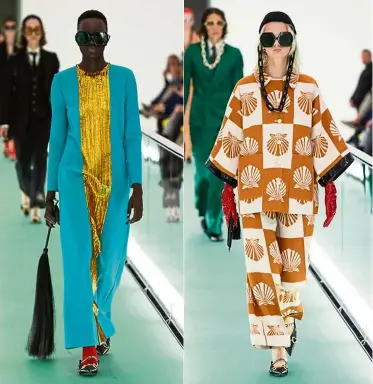  ?? — Gucci ?? Gucci also showed beautiful dresses in a variety of extremely bright and vivid colours.