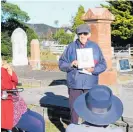  ??  ?? Pat Mills shows a picture of George Wratt — a major influence in the developmen­t of Dannevirke.