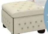  ??  ?? Buttoned pouffe box, from £489, Sofas by Saxon