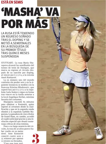  ??  ?? Motivada. Si hoy llega a ganar, la rusa se ganaría su lugar en el Torneo Clasificat­orio de Roland Garros, torneo que hasta el momento no ha decidido invitarla al cuadro principal.