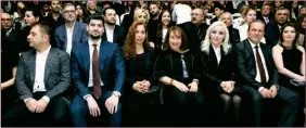  ??  ?? Some of the prominent guests at the fashion show including Health Minister Filiz Besim (fourth from right), Merit Internatio­nal chairman Hanzade Özbaş and Tourism Minister Fikri Ataoğlu