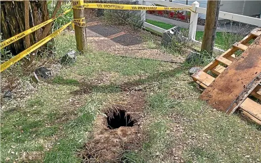  ?? ?? A small sinkhole near Russell’s Tamati Waka Nene Reserve represents part of the town’s rich history.