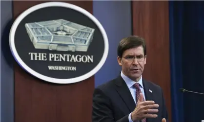  ??  ?? The US defence secretary, Mark Esper, played himself in the war game in which US forces responded to a Russian nuclear attack with a ‘limited’ nuclear response of their own. Photograph: Susan Walsh/AP