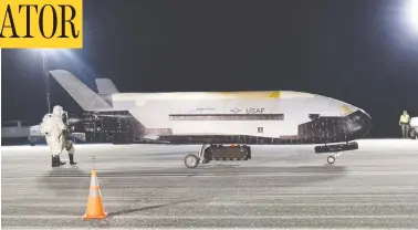  ?? U.S. AIR FORCE / HANDOUT VIA REUTERS ?? The U.S. air force’s X-37B Orbital Test Vehicle Mission 5 landed on Sunday after spending 780 days in orbit.