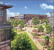  ?? Special to the Democrat-Gazette ?? An artist rendering shows the redesign of the Walmart corporate campus in Bentonvill­e with design and constructi­on to begin in 18 to 24 months.