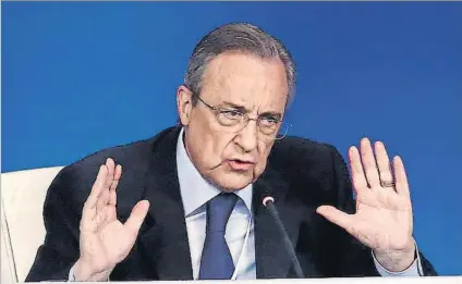  ?? FOTO: SIRVENT ?? El Real Madrid de Florentino Pérez, investigad­o por Hacienda que le ha impuesto una multa de más de seis millones de euros