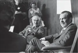  ?? Associated Press ?? PRESIDENT NIXON and Soviet Ambassador Anatoly Dobrynin, left, also engaged in back-channel communicat­ions to defuse Cold War tensions.