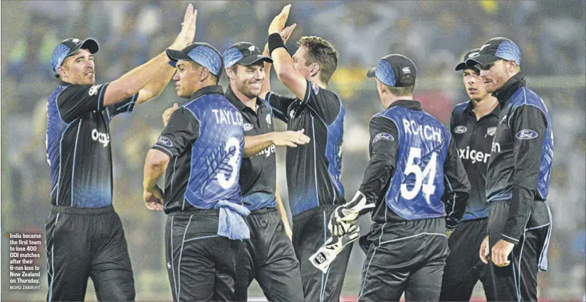  ?? MOHD ZAKIR/HT ?? India became the first team to lose 400 ODI matches after their 6-run loss to New Zealand on Thursday.