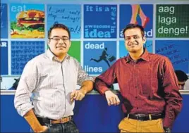  ?? MINT/FILE ?? Snapdeal founders Rohit Bansal and Kunal Bahl. Flipkart is expected to pay slightly lesser than its preliminar­y offer of $1 bn to buy out Snapdeal