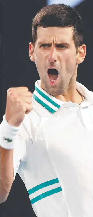  ?? ?? Novak Djokovic may not be able to defend his Australian Open title. Picture: Getty
