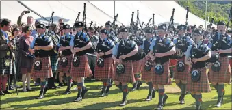  ??  ?? Oban High School Pipe Band on the march.