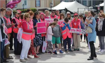  ??  ?? The LoveBoth ‘Vote No’ tour in Bray.