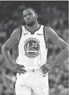  ?? ASSOCIATED PRESS ?? Kevin Durant hasn’t said what he’ll do in free agency but could head to the New York Knicks after a three-year stay with the Warriors that may end with three titles.