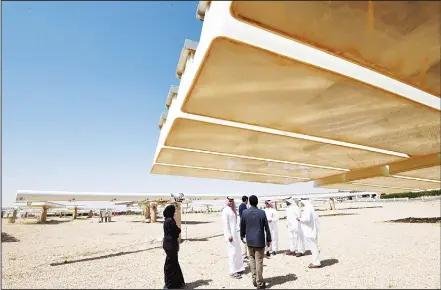  ?? (AFP) ?? A general view shows the solar plant in Uyayna, north of Riyadh on March 29, 2018. On March 27, Saudi announced a deal with Japan’s SoftBank to
build the world’s biggest solar plant.