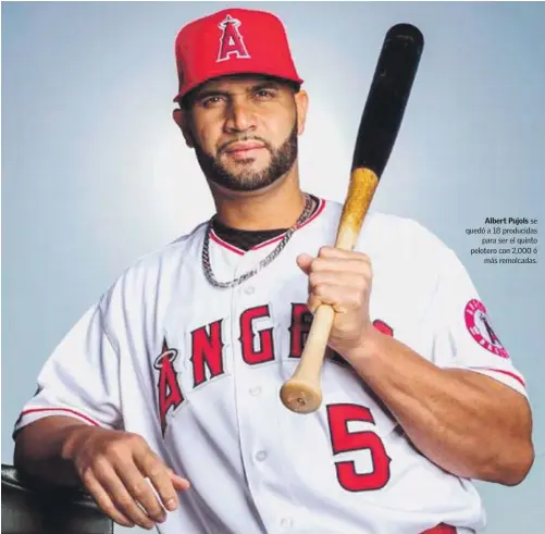  ?? AP ?? Albert Pujols se quedó a 18 producidas para ser el quinto pelotero con 2,000 ó más remolcadas.