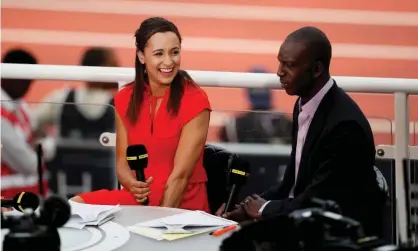  ?? Photograph: David Klein/Reuters ?? BBC pundits Michael Johnson and Jessica Ennis-Hill broadcast from the Diamond League in London in 2018, one of the elite events.